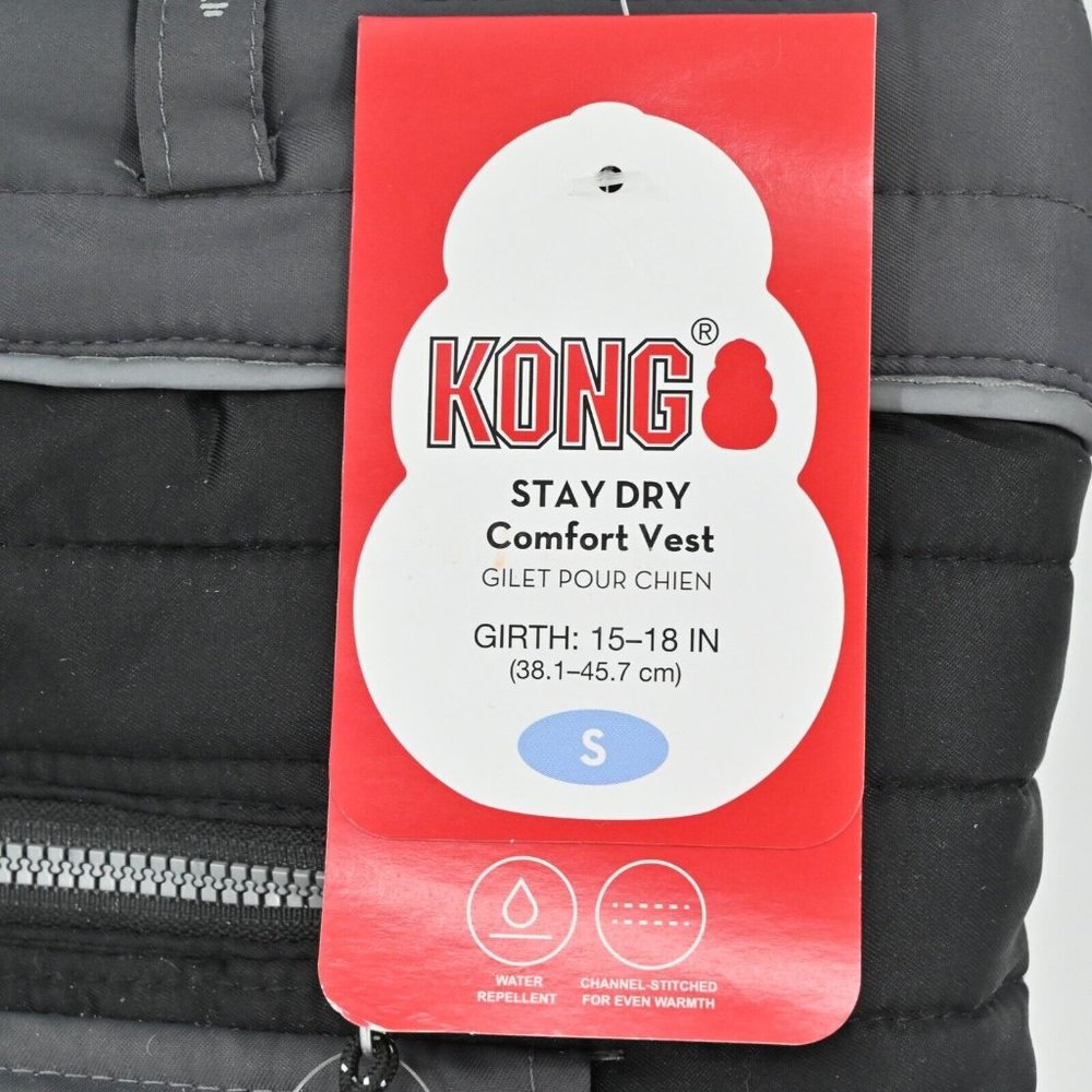 NEW KONG Dog Stay Dry Comfort Puffer Vest Clothes Outfit Costume Black Sz Small - Picture 3 of 5